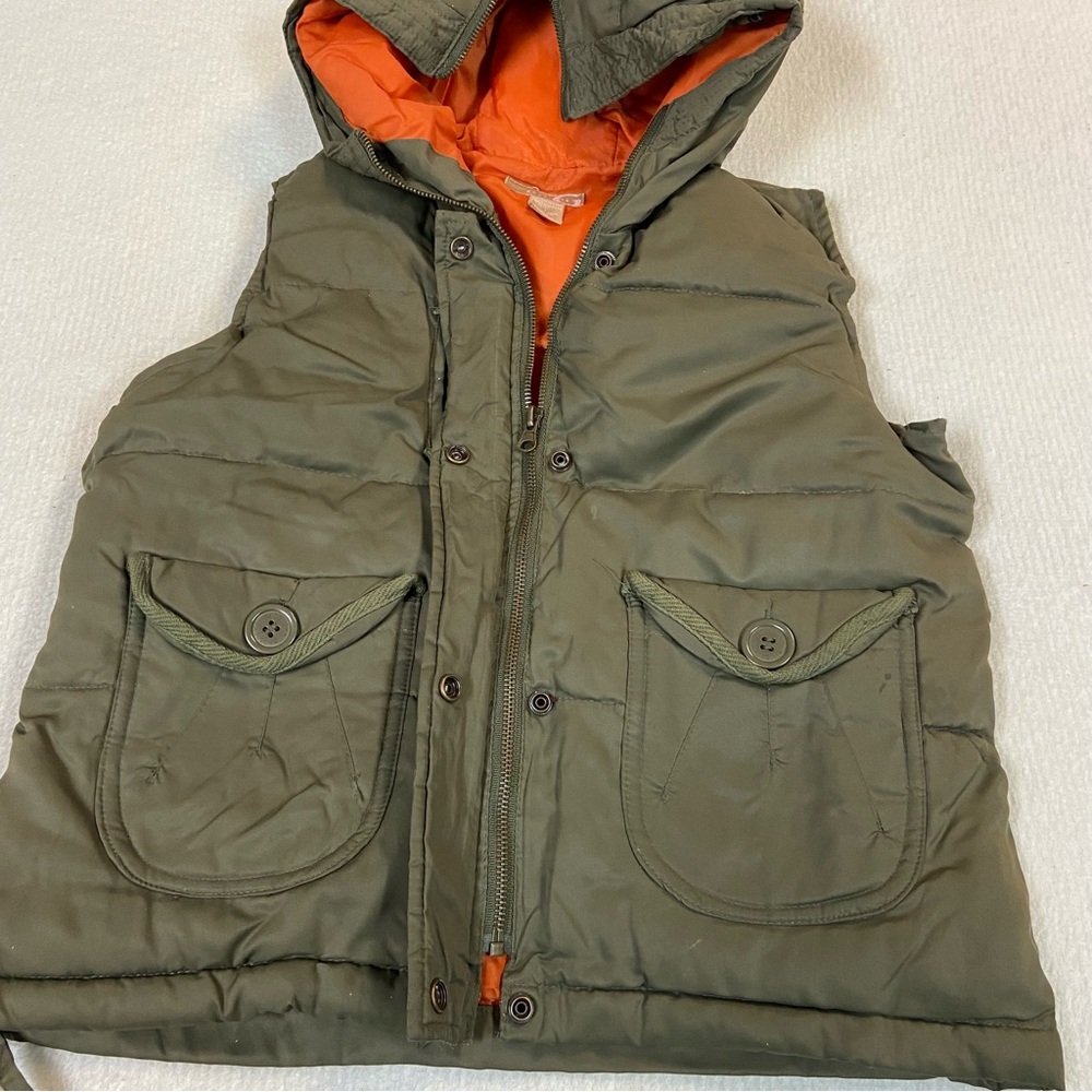 Gadzooks Puffy Vest Green Hooded Size S